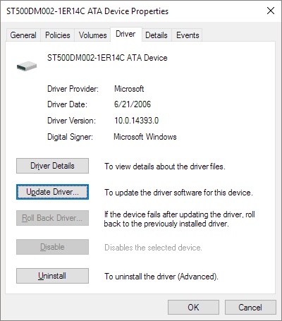 Update SD card drive driver